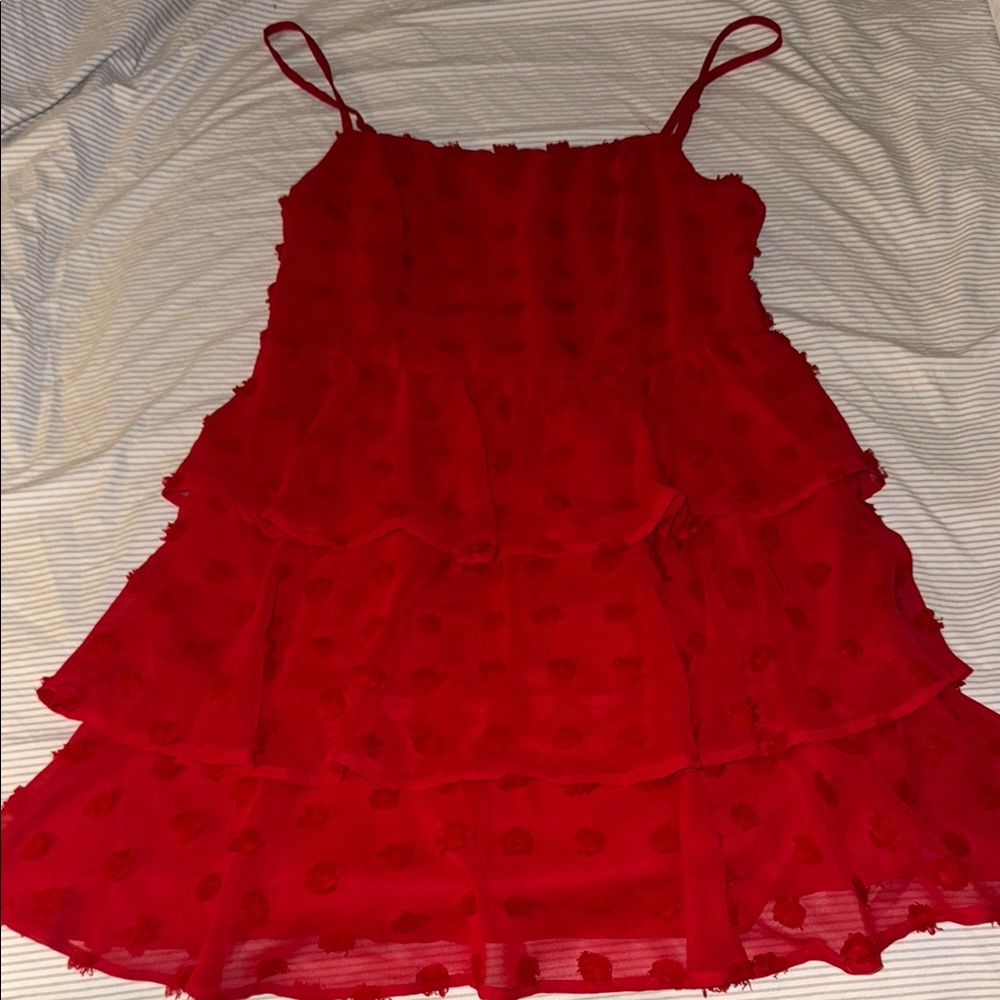 Blue Rain Red Layered Dress